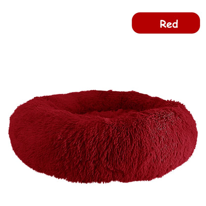 Donut Dog Bed Warm Soft Long Plush Pet Bed for Samll Large Dog House Cat Calming Beds Washable Winter Kennel Sofa Cushion Mat